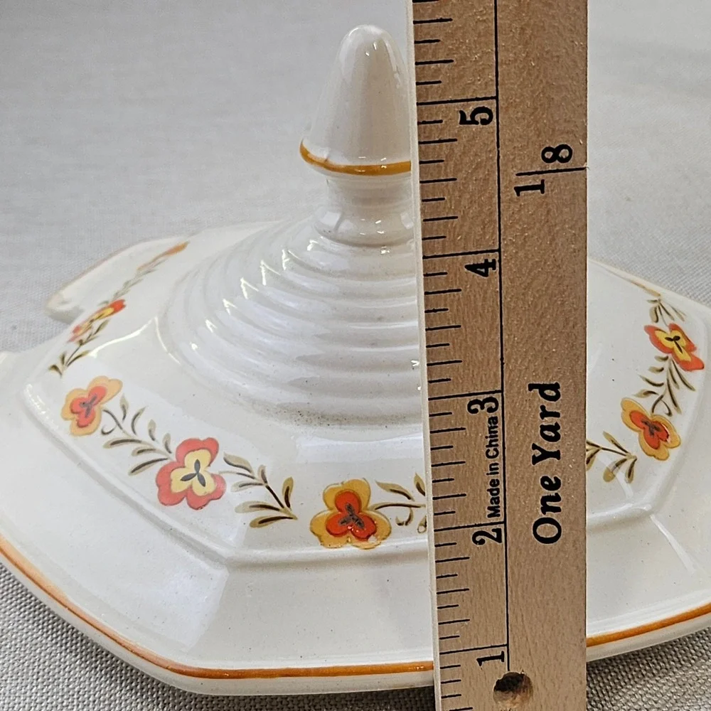 National Silver Co Vintage Ceramic Soup Tureen Lid Godinger Ladle Japan Floral